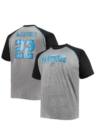 FANATICS Branded Christian Mccaffrey Blackheathered Gray Carolina Panthers Big Tall Player Name Number Raglan T Shirt