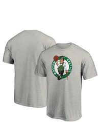 FANATICS Branded Heathered Gray Boston Celtics Primary Team Logo T Shirt