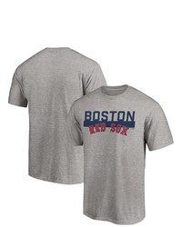 FANATICS Branded Heathered Gray Boston Red Sox Big Tall City Stripe Wordmark T Shirt