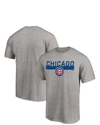 FANATICS Branded Heathered Gray Chicago Cubs Big Tall City Stripe Wordmark T Shirt