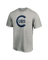 FANATICS Branded Heathered Gray Chicago Cubs Cooperstown Collection Team Wahconah T Shirt