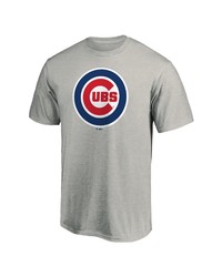 FANATICS Branded Heathered Gray Chicago Cubs Official Logo T Shirt