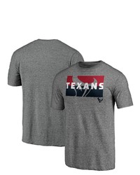 FANATICS Branded Heathered Gray Houston Texans Block Party Square Off Tri Blend T Shirt