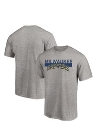 FANATICS Branded Heathered Gray Milwaukee Brewers Big Tall City Stripe Wordmark T Shirt