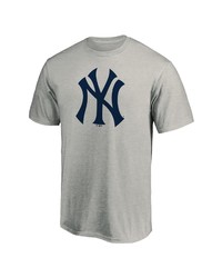 FANATICS Branded Heathered Gray New York Yankees Official Logo T Shirt