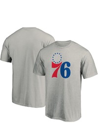 FANATICS Branded Heathered Gray Philadelphia 76ers Primary Team Logo T Shirt