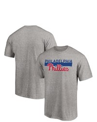 FANATICS Branded Heathered Gray Philadelphia Phillies Big Tall City Stripe Wordmark T Shirt
