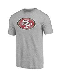 FANATICS Branded Heathered Gray San Francisco 49ers Distressed Team Logo Tri Blend T Shirt