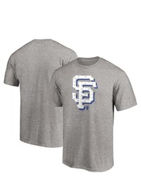 FANATICS Branded Heathered Gray San Francisco Giants Red White And Team Logo T Shirt