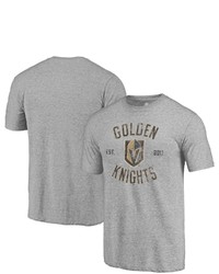 FANATICS Branded Heathered Gray Vegas Golden Knights Heritage Tri Blend T Shirt