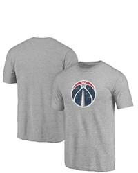 FANATICS Branded Heathered Gray Washington Wizards Distressed Logo Tri Blend T Shirt