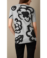 Burberry Brit Floral Print Cotton T Shirt
