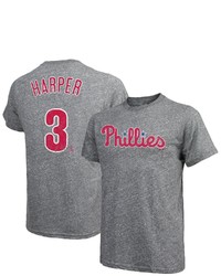 Majestic Threads Bryce Harper Gray Philadelphia Phillies Name Number Tri Blend T Shirt