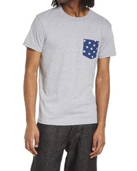 Naked & Famous Denim Cat Pocket Cotton T Shirt In Heather Grey Cats Faces Navy At Nordstrom