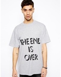 Cheap Monday T Shirt With The End Is Over Print Gray Melange