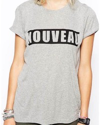 Asos Collection Boyfriend T Shirt With Nouveau Print In Rib