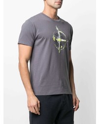 Stone Island Compass Logo Print Cotton T Shirt