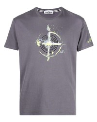 Stone Island Compass Logo Print Cotton T Shirt