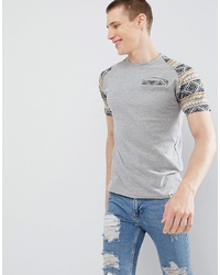 Soul Star Contrast Sleeve Print T Shirt