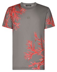 Dolce & Gabbana Coral Print Logo Patch T Shirt