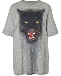 Faith Connexion Cotton Panther Print T Shirt In Grey