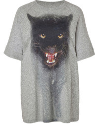 Faith Connexion Cotton Panther Print T Shirt In Grey