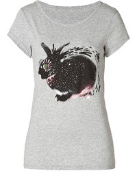 Marc by Marc Jacobs Cotton Rabbit Printed Tee In Grey Melange