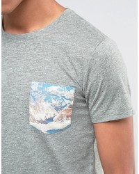 Esprit Crew Neck T Shirt With Mountain Printed Pocket
