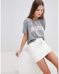 Hollister Cropped Baby Logo T Shirt With Sports Tipping