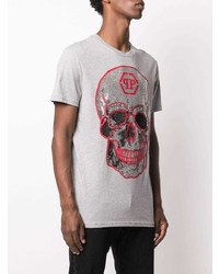 Philipp Plein Crystal Skull Print T Shirt