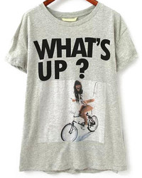 Cyclists Girl Print Grey T Shirt