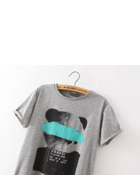 Dip Hem Panda Print T Shirt