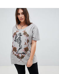 Religion Plus Drapey T Shirt With Grunge Graphic