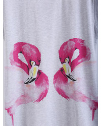 Flamingos Print Long T Shirt