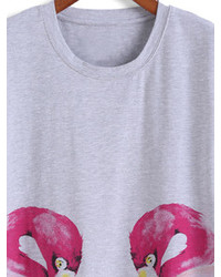 Flamingos Print Long T Shirt