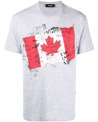 DSQUARED2 Graphic Flag Print Cotton T Shirt