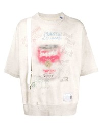 Maison Mihara Yasuhiro Graphic Print Distressed Cotton T Shirt