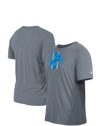 New Era Gray Detroit Lions Training Camp Raglan T Shirt
