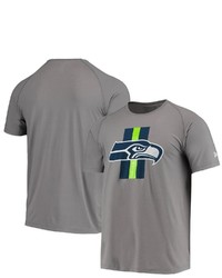 New Era Gray Seattle Seahawks Training Camp Raglan T Shirt