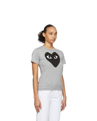 Comme Des Garcons Play Grey And Black Big Heart T Shirt