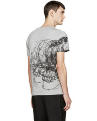 Alexander McQueen Grey Best Skulls T Shirt