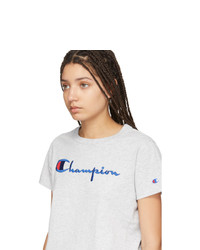Champion Reverse Weave Grey Big Script T Shirt