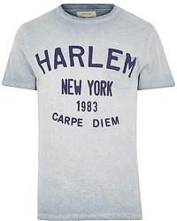 River Island Grey Harlem Carpe Diem Print T Shirt