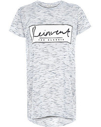 River Island Grey Marl Reinvent Print Oversized T Shirt