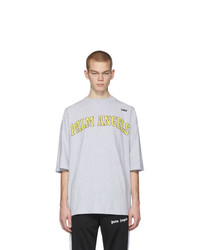 Palm Angels Grey New College Logo Over T Shirt