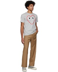 Comme Des Garcons Play Grey Outline Heart T Shirt