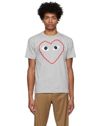 Comme Des Garcons Play Grey Outline Heart T Shirt