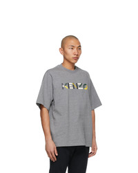 Kenzo Grey Oversized Multicolor Logo T Shirt