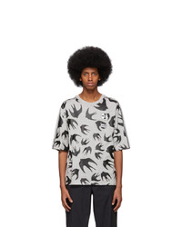 McQ Alexander McQueen Grey Racer Swallow T Shirt