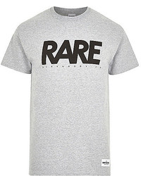 River Island Grey Raregoodsco Brand Print T Shirt